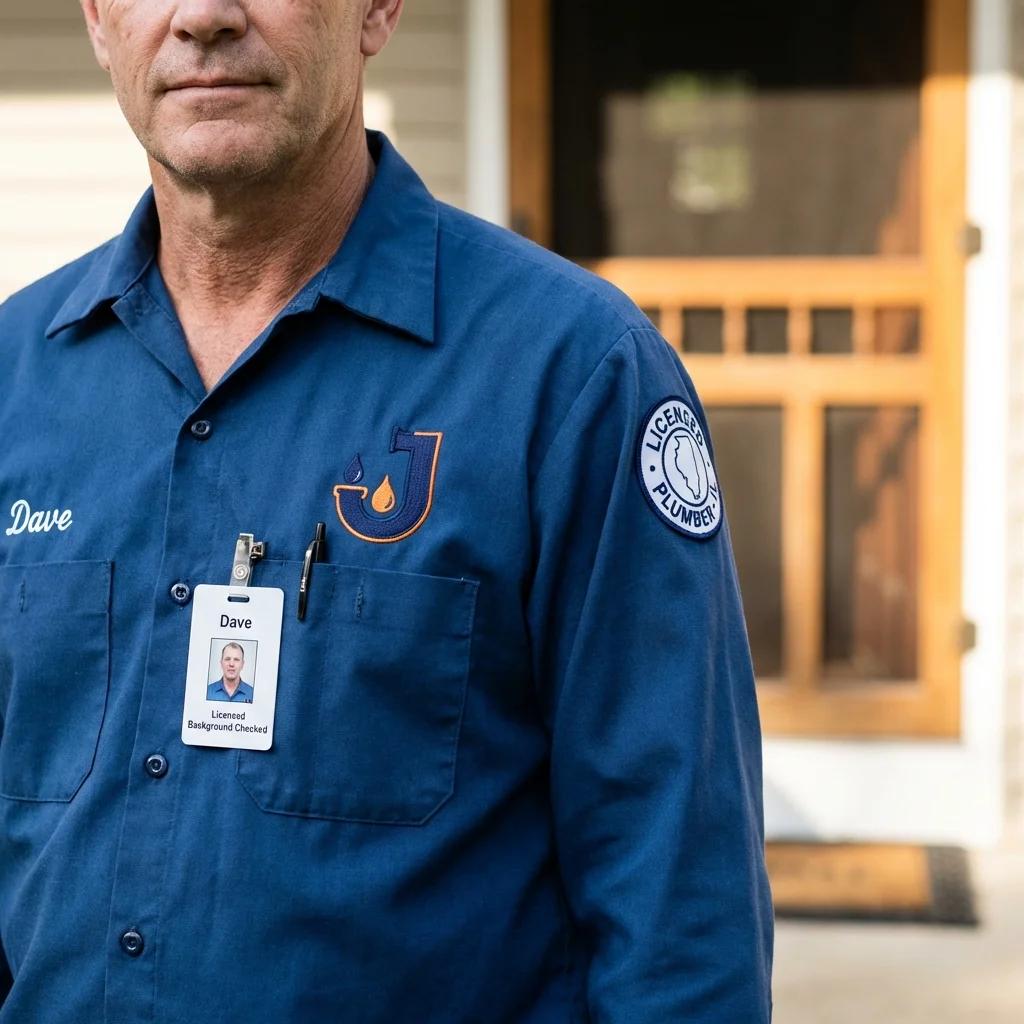 Licensed plumber showing ID badge in Marina del Rey, CA
