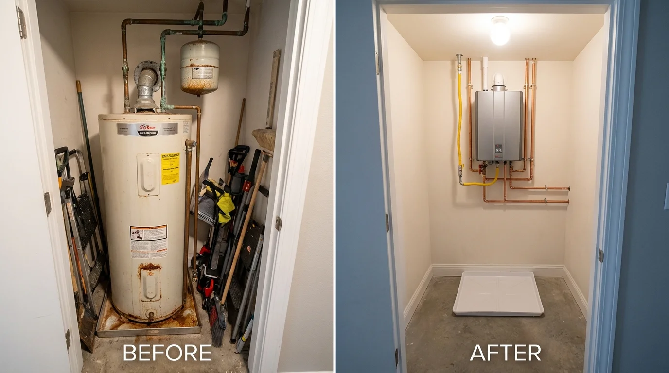 Tank water heater versus wall-mounted tankless unit comparison for Marina del Rey, CA homeowners