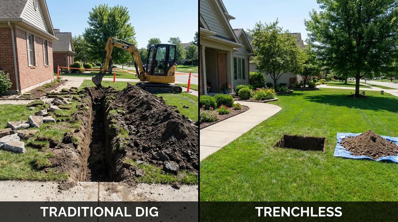 Trenchless sewer repair with minimal yard damage versus traditional excavation in Marina del Rey, CA